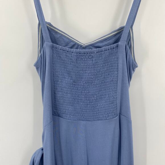 Privacy Please Romper Dress Sleeveless Tie Wrap Front Cutout Bodice Light Blue L - Picture 7 of 11